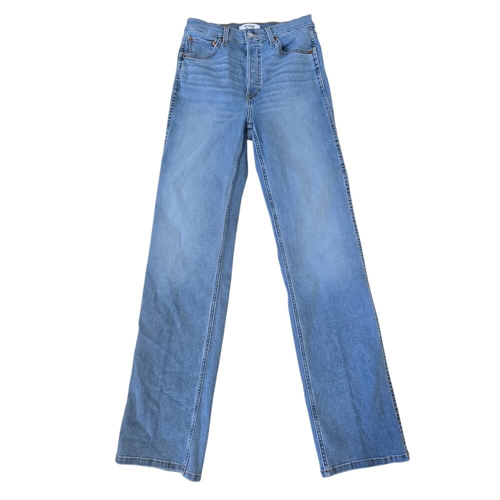 Re/Done Vintage Wash Straight Leg Jeans Light Blue Denim Size 26